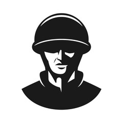 Soldier head mascot logo template, simple portrait of a modern soldier,  warrior in a helmet and tactical vector illustration