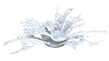  white milk splash 3d render illustration liquid wave for dairy food