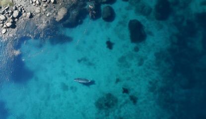Fototapeta na wymiar fish in the sea from above