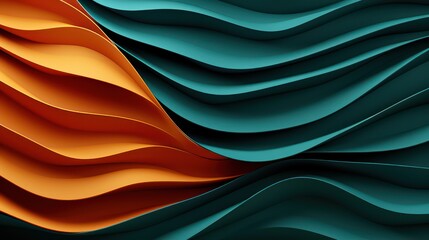 abstract orange and green shapes in a pattern waves background