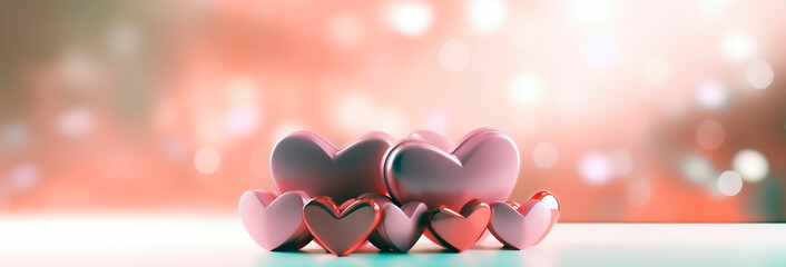 valentine day background hearts and bokeh background