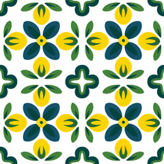 Intriguing ethnic patterns for printing on paper, tiles, textiles in yellow green and blue colors