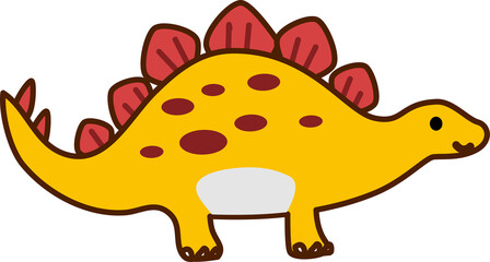 illustration of a cartoon dinosaur  CUTE  cartoon hand drawn 