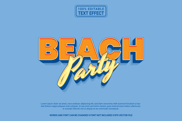 Editable text effect Beach Party 3d cartoon template style modren premium vector