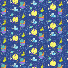 Children's pattern with insects in space
