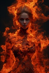 portrait of woman in the fire