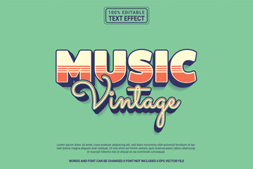 Editable text effect Music Vintage 3d cartoon template style modren premium vector