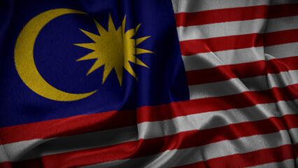 3d illustration flag of Malaysia. Close up waving flag of Malaysia.