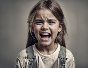 Obraz na płótnie Canvas portrait of a little screaming crying girl