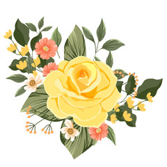 yellow rose of flowers isolated on white for illustration