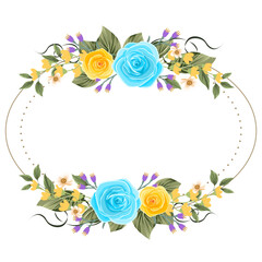 frame with flowers and blue roses vector for illustration