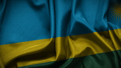 Fototapeta na wymiar 3d illustration flag of Rwanda. Close up waving flag of Rwanda.