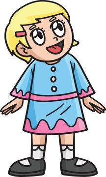 Happy Christian Girl Cartoon Colored Clipart 