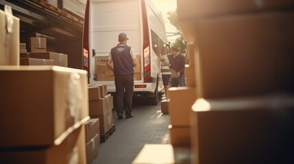 A team of vans to transport logistics products outside the warehouse.