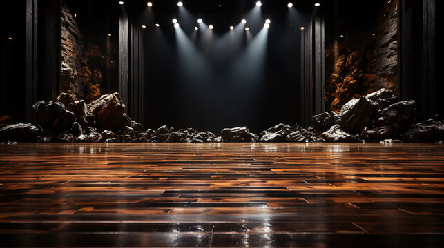 stage with lights HD 8K wallpaper Stock Photographic Image 
