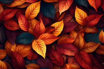 Generative AI image of autumn leaves background