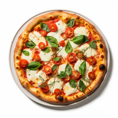 Italian pizza with tomatoes, mozzarella and basil.