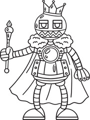 Robot with a Crown and Scepter Isolated Coloring