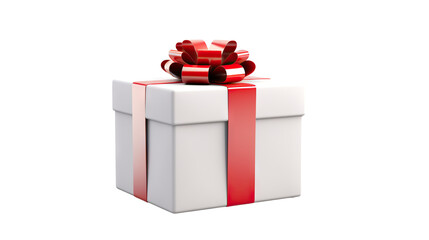 Fototapeta premium Gift box with red ribbon, cut out