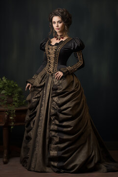 A beautiful woman dressed in Victorian clothes