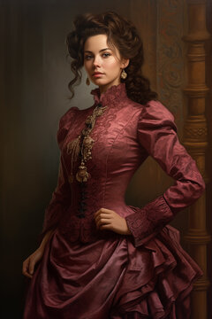 A beautiful woman dressed in Victorian clothes