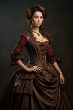 A beautiful woman dressed in Victorian clothes