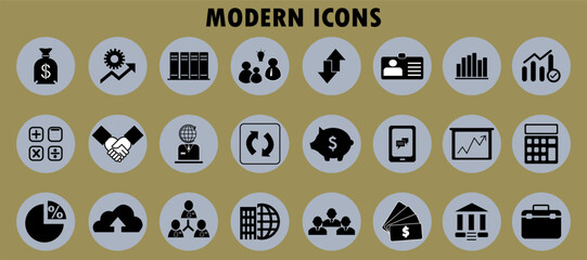 Business finance modern icon set.