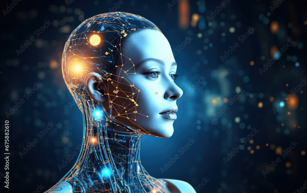 Poster artificial intelligence robot,created with generative ai tecnology.