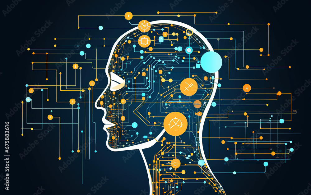 Poster artificial intelligence robot,created with generative ai tecnology.