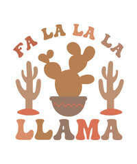 Fa La La La Llama retro t shirt design,  Christmas retro t shirt design.