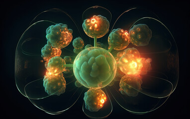 Nuclear fusion concept illustration,created with Generative AI tecnology.