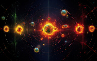 Fototapeta premium Nuclear fusion concept illustration,created with Generative AI tecnology.