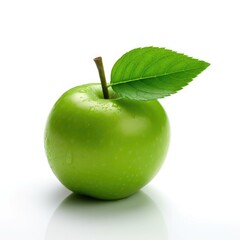 Green Apple with Leaf