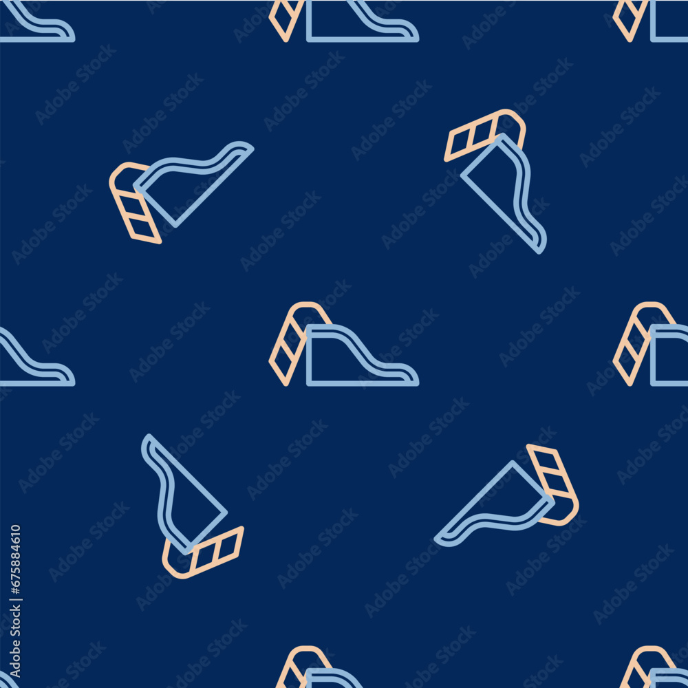 Poster line slide playground icon isolated seamless pattern on blue background. childrens slide. vector