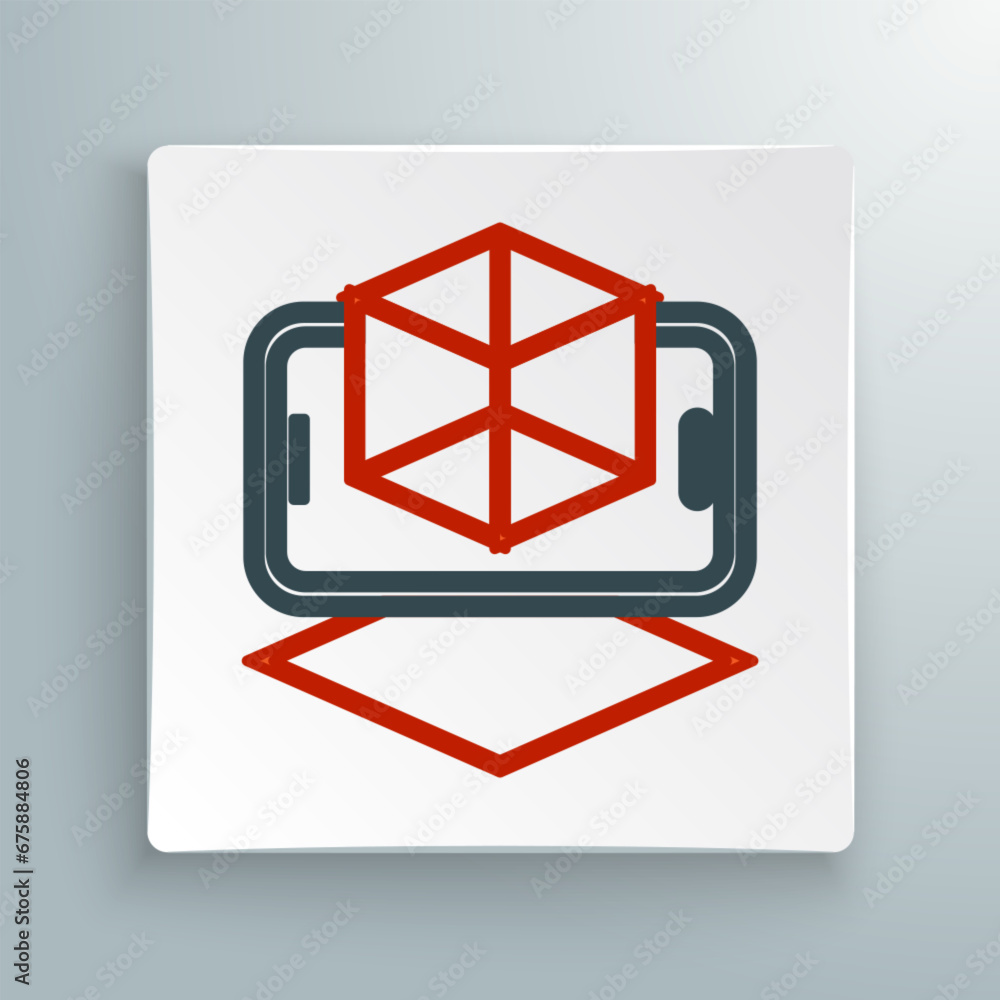 Poster line 3d modeling icon isolated on white background. augmented reality or virtual reality. colorful o