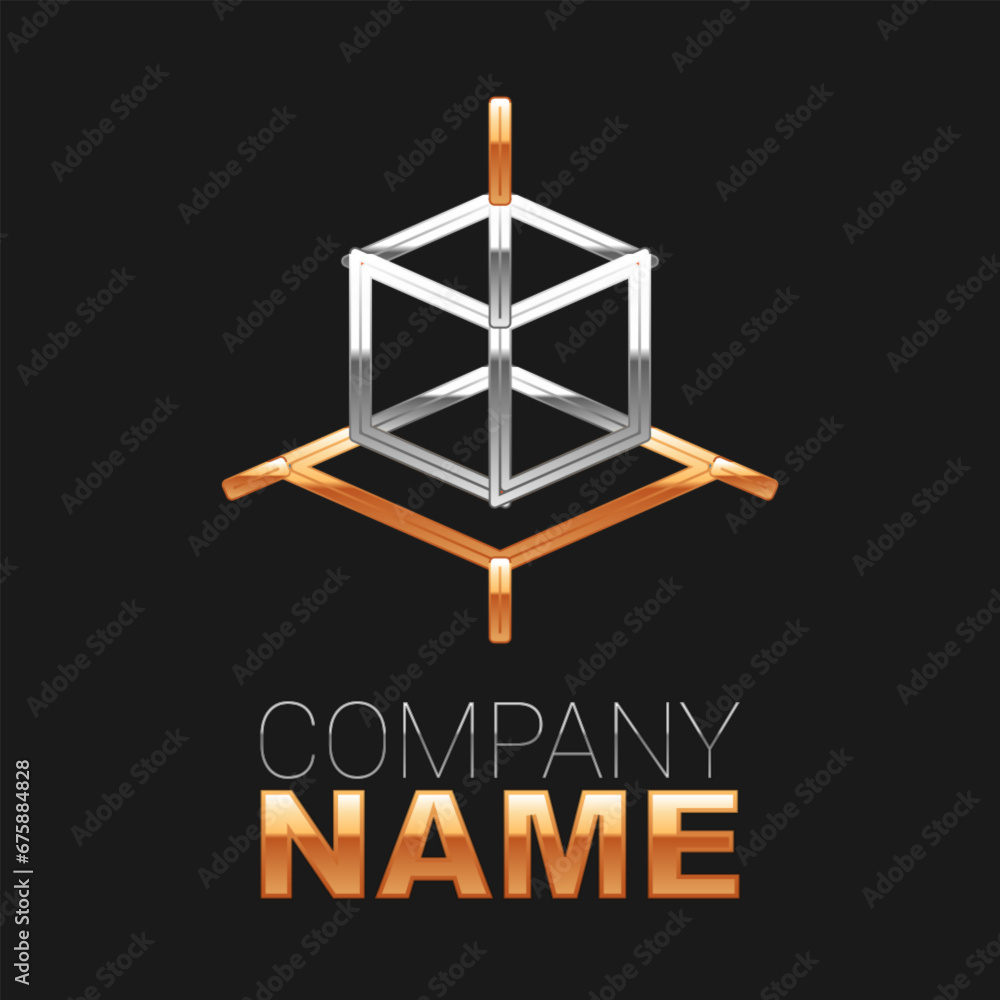 Poster line 3d modeling icon isolated on black background. augmented reality or virtual reality. colorful o