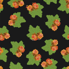 Cloudberry seamless vector pattern on a dark background