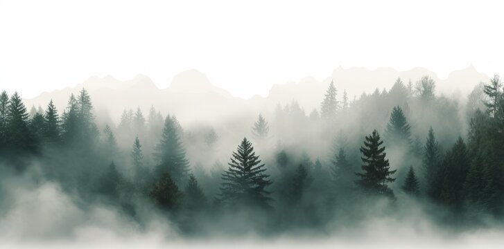 Generative AI image of woods with mist on top nature photos