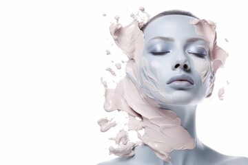 Generative AI image of a Beautiful woman getting a facial in spa treatment. advertisement concept for skincare treatment. 