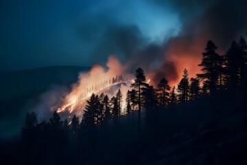 Fototapeta na wymiar Forest fires with huge amounts of smoke due to burning of land