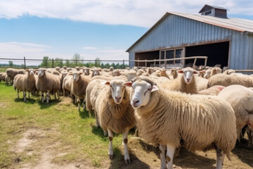 Fototapeta premium group of ecological sheep