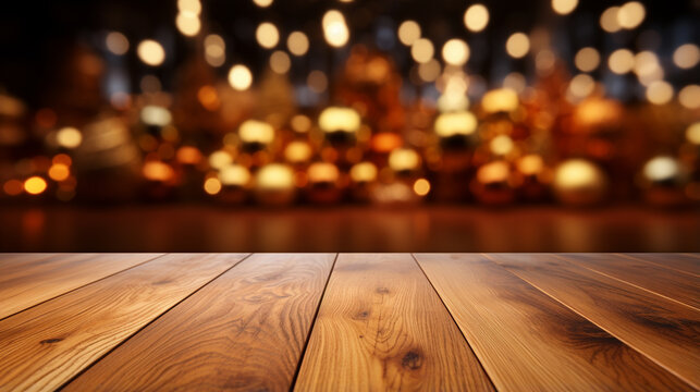 christmas lights on wooden table HD 8K wallpaper Stock Photographic Image 