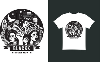 Obraz premium black history month Modern T-Shirt Design Free Vector