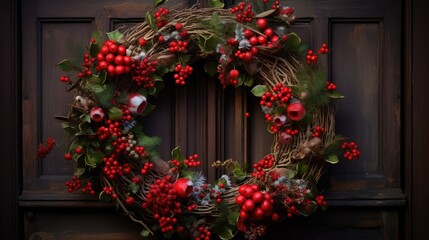 Fototapeta na wymiar christmas wreath on the door
