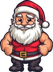 Strong cartoon Santa Claus. Vector clip art illustration. All in a single layer