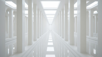 High Quality 3D Render Abstract Corridor: Futuristic Digital Technology Design