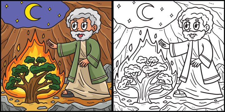 Christian Moses and the Burning Bush Illustration