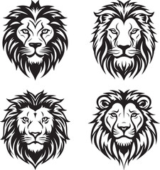 Lion Logo silhouette Set, Lion Icon Set Vector Design