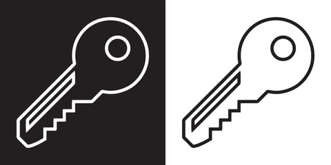 Key icon vector. Key sign symbol in trendy flat style. Key vector icon illustration isolated on black and white background