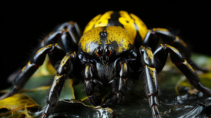 spider on a black background HD 8K wallpaper Stock Photographic Image 